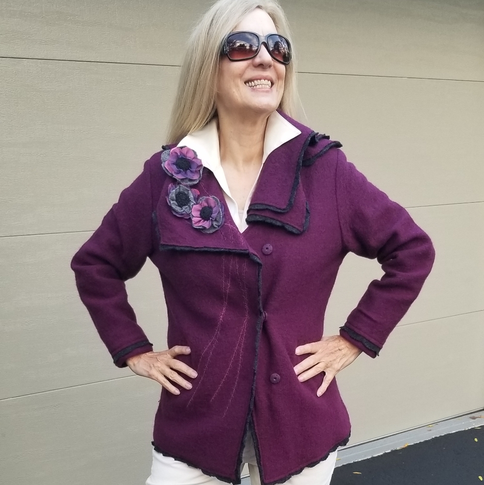 Carson Purple Wool Jacket, Small, $75
